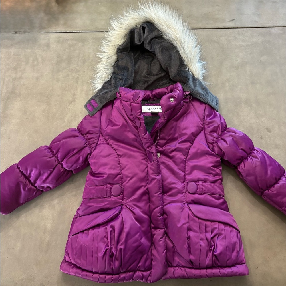 London Fog Puffer Coat with Faux Fur Hood